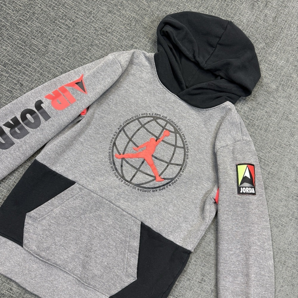 Nike Air Jordan‎ Jumpman Sweatshirt Hoodie Gray Black Basketball Youth Large